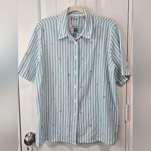 Vintage Light Blue and White Striped Shirt